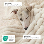Bedsure ComfyFleece waterproof dog blanket for large dogs, soft corduroy fleece, 50x60 inches, cream color