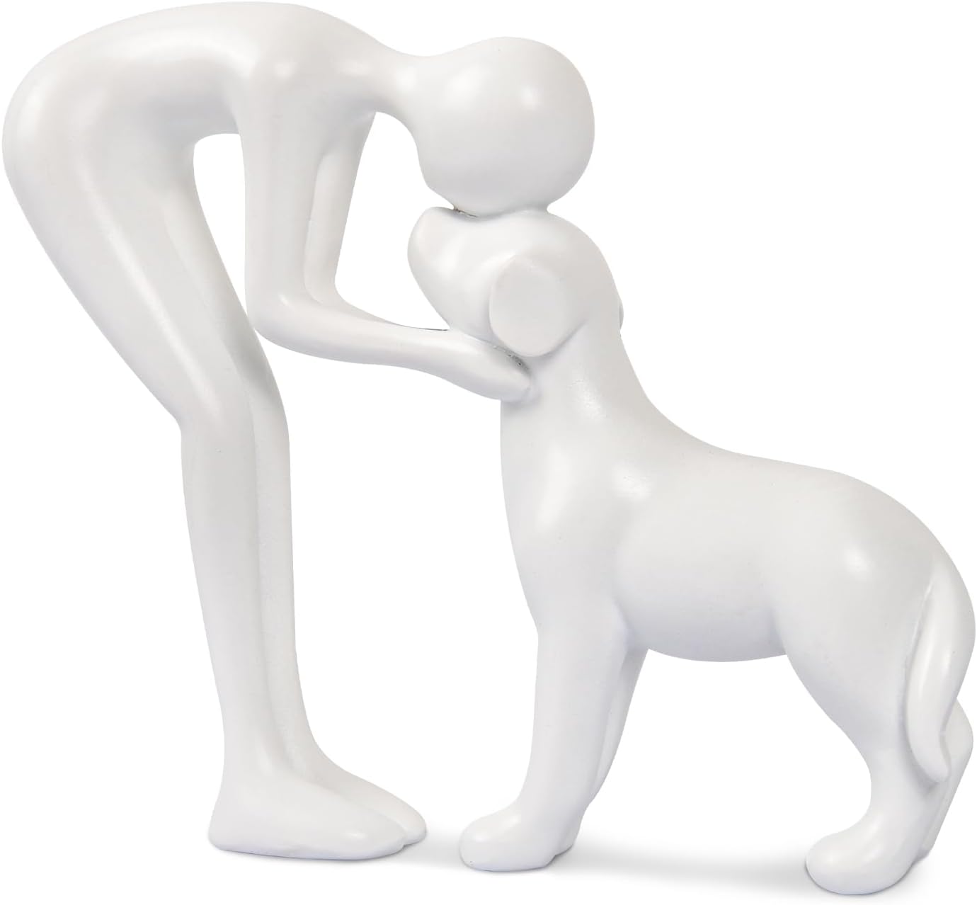 Dog Sculpture Home Decor Cute Man and Dog Statue Decoration for Office、Living Room、Bedroom、Home， Memory Gifts for Pet Lovers (Sandstone)