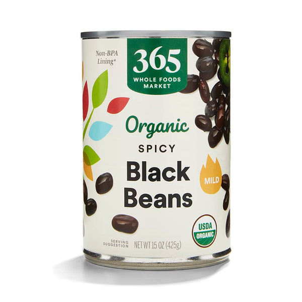365 by Whole Foods Market Organic Black Beans - 16 Ounces, Low Sodium, High Fiber, and Non-GMO