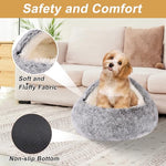 Grey, 20-inch Hooded Dog Bed for Small Dogs up to 22 lbs, Washable Pet Cave Bed with Anti-Slip Bottom