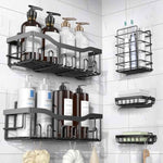 EUDELE 5-Pack Rustproof Stainless Steel Adhesive Shower Caddy, Large Capacity Bath Organizers for Bathroom Storage & Decor