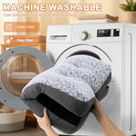 POCBLUE Deluxe Washable Dog Bed for Large Dogs, 35" x 23", Grey, Comfy Fluffy Kennel Pad for Dogs up to 60 lbs