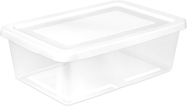 Sterilite 12-Pack 6 Quart Storage Boxes with Clear Plastic Bins and Snap-On Lids