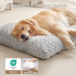EHEYCIGA grey plush dog bed for crate, 35x23 inch, reversible kennel pad for dogs up to 45 lbs