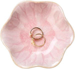 Lotus Leaf Shape Pink Ceramic Trinket Tray Jewelry Dish Organizer Necklace Earrings Home Decoration Key Bowl
