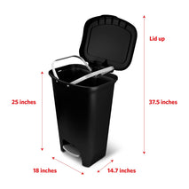 Glad 13 Gallon Trash Can | Plastic Kitchen Waste Bin with Odor Protection of Lid | Hands Free with Step On Foot Pedal