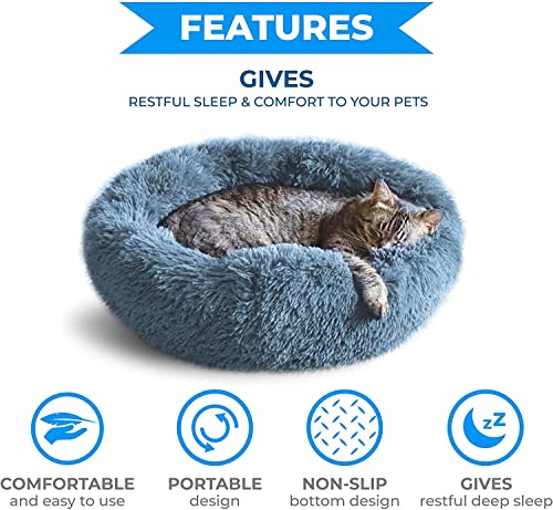 Whiskers & Friends 20-inch and 23-inch round cat and dog beds for indoor pets with orthopedic support and self-warming features