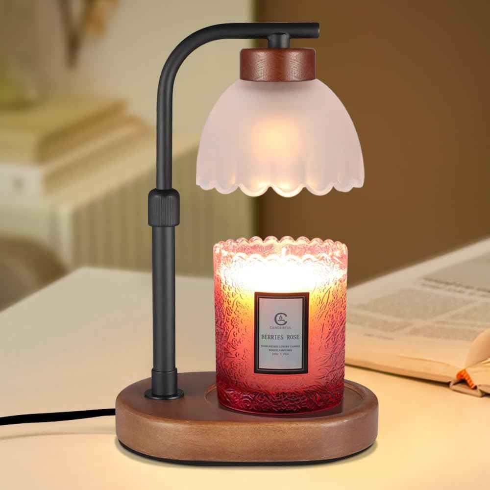 Dimmable Candle Warmer Lamp Adjustable Height Electric Wax Melt Warmer for Jar Scented Candles Suitable for Home Office Decor Birthday Gifts for Women Mom Grandma（with 2 Bulbs）