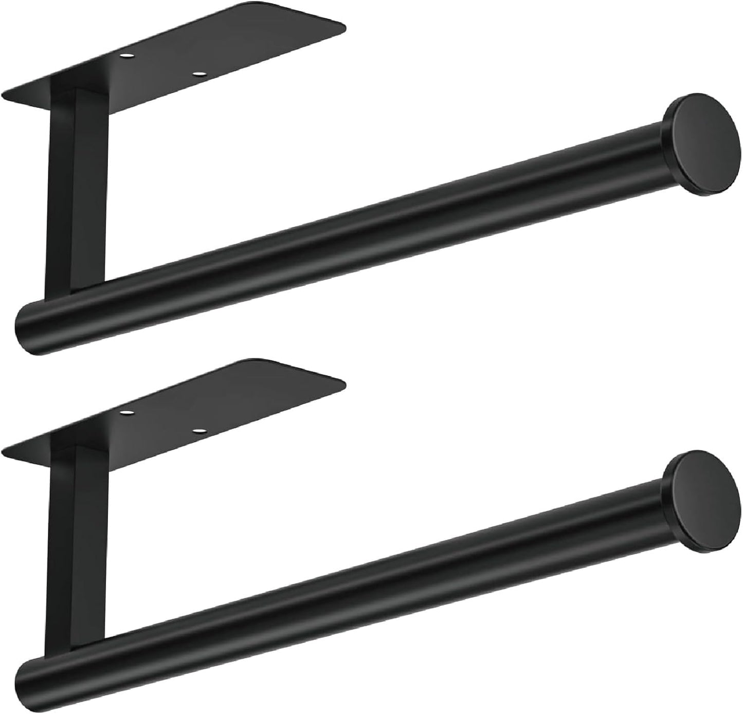 ASTOFLI Paper Towel Holder Under Cabinet No Drilling, Self Adhesive Paper Towel Holder Wall Mount for Kitchen Rack, Under Counter Napin Holder No Drill, RV, 304 Stainless Steel 12 Inch Matte Black