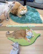 cat self warming bed 26x20 green leaf shaped cotton soft warm pet pad blanket