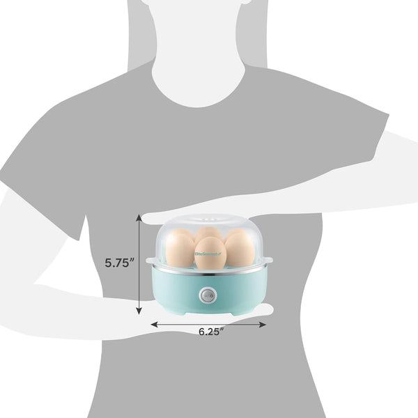 Electric 7-Egg Capacity Egg Cooker with Auto Shut-Off, Measuring Cup Included, Retro Mint