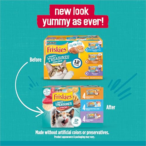 Purina Friskies Wet Cat Food Variety Pack, 5.5 Ounce, 12-Pack with Ocean Fish, Chicken, and Turkey Flavors