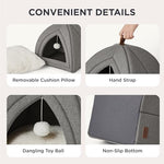 Bedsure cat beds for indoor use - 2 in 1 cat cave house tent for kittens and small pets with removable washable cushioned pillow