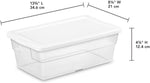 Sterilite 12-Pack 6 Quart Storage Boxes with Clear Plastic Bins and Snap-On Lids