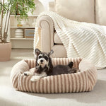 mixjoy beige small dog cat bed washable removable cover soft calming indoor sofa bed 20x19x6