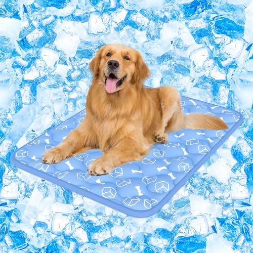 Rywell dog cooling mat 2.0 for extra large dogs, 44 x 32 inches, waterproof and endothermic cooling technology