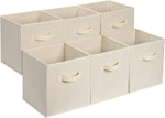 Collapsible fabric storage cube bins with handles for organization
