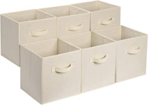 Collapsible fabric storage cube bins with handles for organization