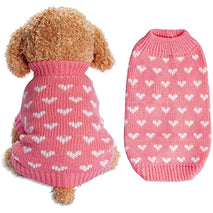 Dxhycc pink heart puppy sweater for small cats and dogs, soft warm winter pet clothes, size S