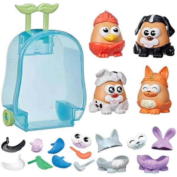 potato head pet-tato tots, 31-piece pet-themed set with rolling carry case for kids 2 and up