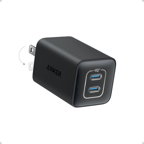 Anker Nano 47W Fast Charger USB C, 2-Port Compact Foldable USB C GaN Charger for iPhone 17/16, Galaxy, Pixel, Compatible with MagSafe (Blue)