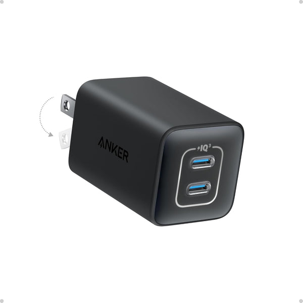 Anker Nano 47W Fast Charger USB C, 2-Port Compact Foldable USB C GaN Charger for iPhone 17/16, Galaxy, Pixel, Compatible with MagSafe (White)