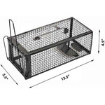 2-Pack Rat Traps Humane Live Mouse Vole Chipmunk Trap Cage for Indoors and Outdoors (Black)