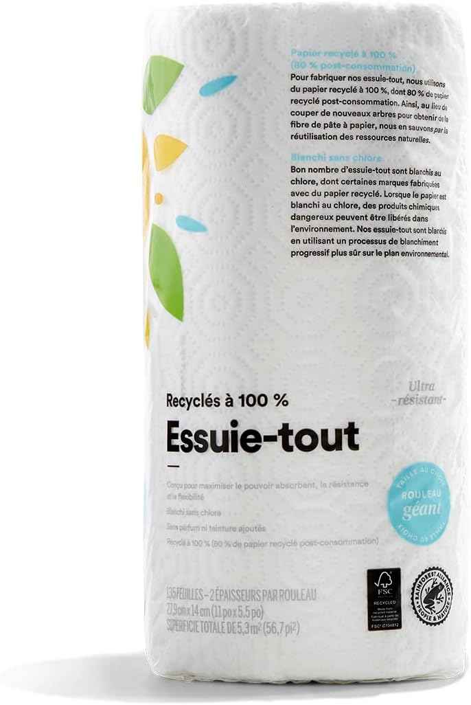 365 by Whole Foods Market, 100% Recycled Jumbo Paper Towels, Ultra-Strong, 135 Sheets per Roll, 1 Count