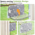 Cat Window Perch with sturdy metal frame, glowing stars pattern, and foldable design for indoor cats (Stars - M)