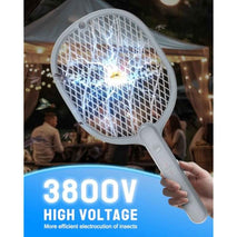 Electric Fly Swatter, 3800V Handheld Bug Zapper Racket, Type-C Rechargeable, Mosquito Zapper for Indoor Outdoor, 3-Layer Safety Mesh, Easy to Use, Lightweight (Basic 1 Pack)