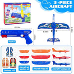 3 Pack Airplane Launcher Toys, 2 Flight Modes LED Foam Glider Catapult Plane, Outdoor Flying Toy for Kids, Birthday Gifts for Boy Girl 3+ Year Old, B-Day Party Supplies