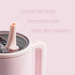 40 oz Insulated Stainless Steel Water Bottle with Handle and Flip Straw
