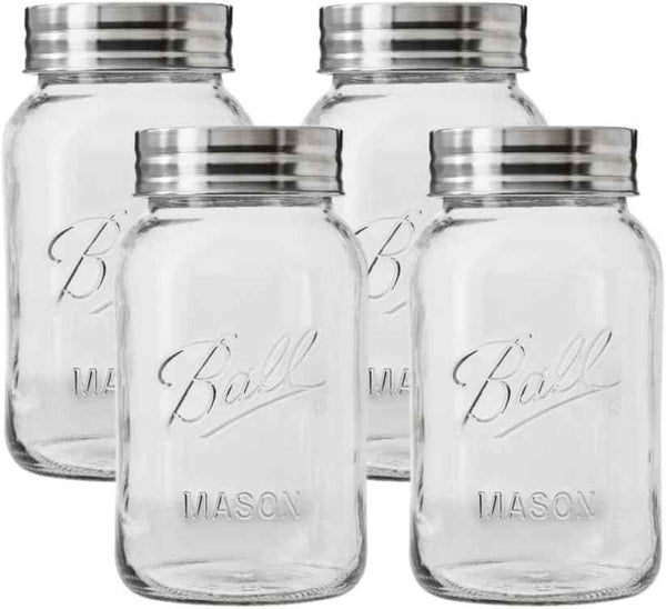 Ball Wide Mouth Glass Mason Jars with Lids and Bands, Used for Canning, Pickling, Juice, Jam, Jelly, Quart Size 32 Ounce (Pack of 2)
