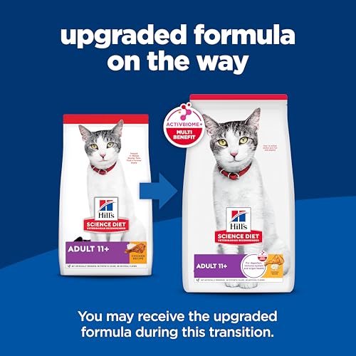 Hills Science Diet Adult 11+ Senior Adult 11+ Premium Nutrition Dry Cat Food Chicken Recipe 7 lb Bag
