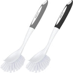 Dish Brush with Handle, 2 Pack Kitchen Scrub Brushes for Cleaning, Dish Scrubber with Stiff Bristles for Sink, Pots, Pans