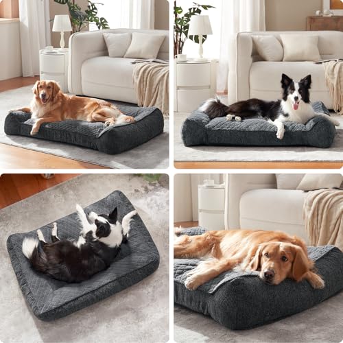 joejoy orthopedic dog bed large size grey 42x30 inches extra thick supportive couch bed for big dogs