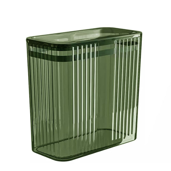 Transparent plastic trash can with 2.6 gallon capacity and press-top lid
