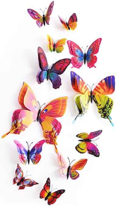 Mixed of 12PCS 3D Pink Butterfly Wall Stickers Decor Art Decorations