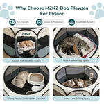 Grey dog cat playpen, portable puppy pet crate for small dogs, cats, rabbits, foldable dog cage enclosure with carrying case