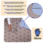 sinco pet washable dog pee pads with puppy grooming gloves, large waterproof pet pads for dog bed mat