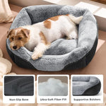 bedsure washable dog bed, small medium size, rectangle fluffy plush pet bed, comfy corduroy fleece, 25x21x7inches, suitable for pet up to 20lbs, grey