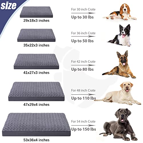 Rose velvet soft dog bed for medium dogs with waterproof and orthopedic features, 35 x 22 inch, gray