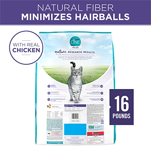 purina one natural hairball control cat food, plus hairball formula, 16lb bag