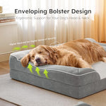 light gray, large, orthopedic, waterproof, XL dog bed with cooling gel foam and removable cover