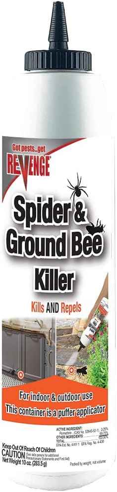 Revenge Spider & Ground Bee Killer for Indoors and Outdoors, 10 oz Ready-to-Use Dust Treatment Repels Ants, Bees, Roaches, Spiders and More