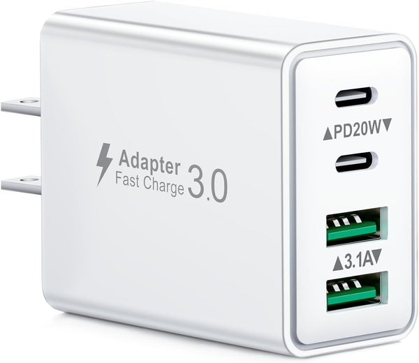 USB C Charger Block, 2-Pack 40W 4-Port Type C Fast Charging Block