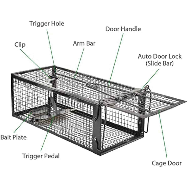Black 2-pack humane live animal traps for indoors and outdoors - rats, mice, chipmunks, voles and similar-size animals