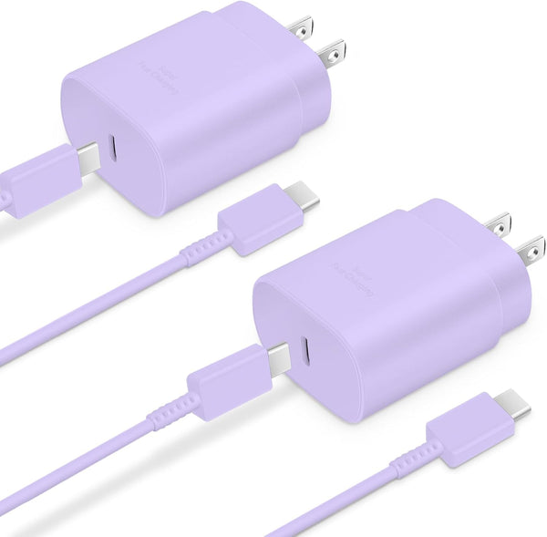 GUUSMART 2-Pack 25W Type C Fast Charging Block with 6ft USB C Charger Cable