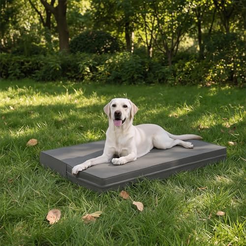 Vonabem Large Waterproof Dog Bed with Removable Cover and Orthopedic Foam, 42 inch Grey, XL Crate Pad