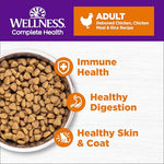 Wellness Complete Health adult dry cat food for indoor and outdoor cats, wholesome grains, natural, chicken and chicken meal, 5-pound bag